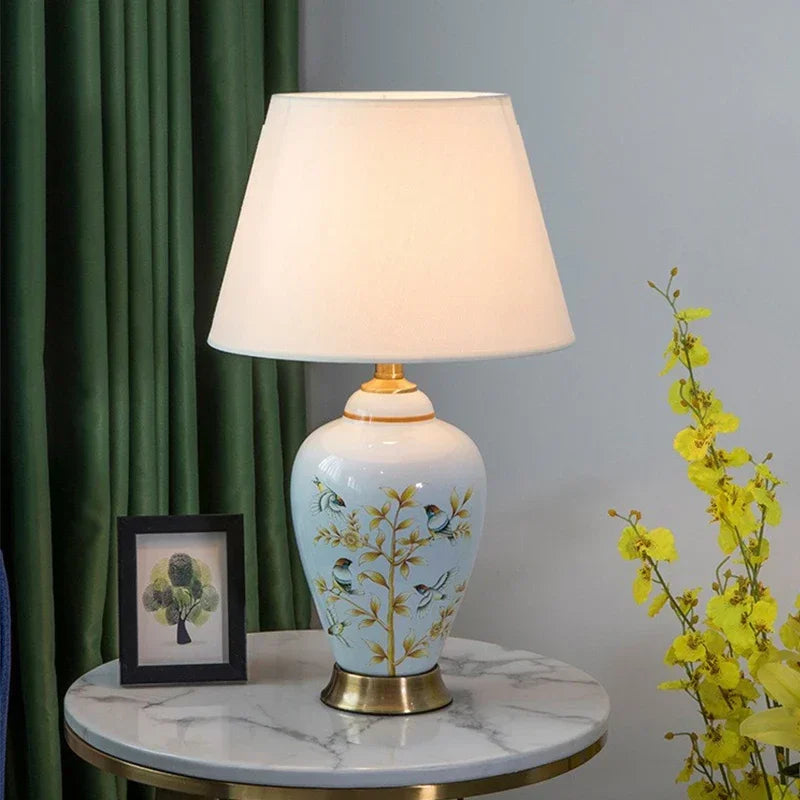 CEDRIC Contemporary ceramics Table Lamp American luxurious Living Room Bedroom  Bedside Desk Light Hotel engineering Decorative