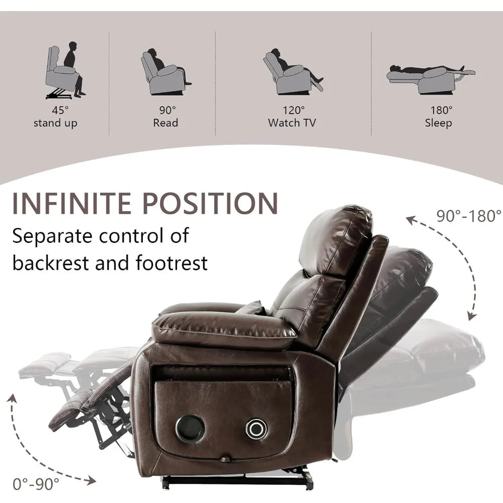 Dual Motor Power Lift Recliner Chair for Elderly Adult with Heat Massage Cup Holder - Infinite Position Lay Flat Capability