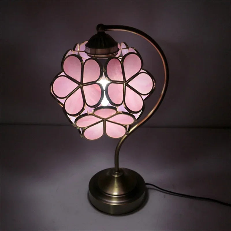GISELLE Tiffany Table Lamp LED Modern Creative Pink Petal Desk Light For Home Living Room Bedroom Bedside Decor