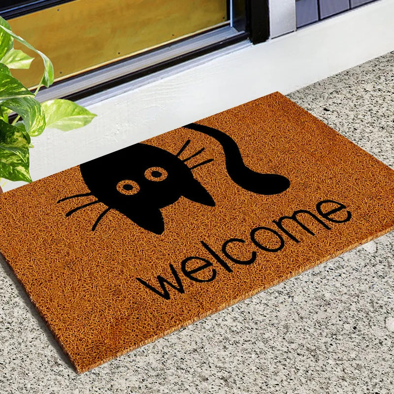 Entrance Doormat Indoor Outdoor PVC Antiwear Non Slip Waterproof Bathroom Carpet Faux Coconut Fiber Rugs Front Door Floor Mats