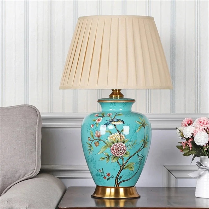 Ceramic Table Lamp Desk Light Luxury Modern LED Pattern Design  For Home Bedroom Living Room