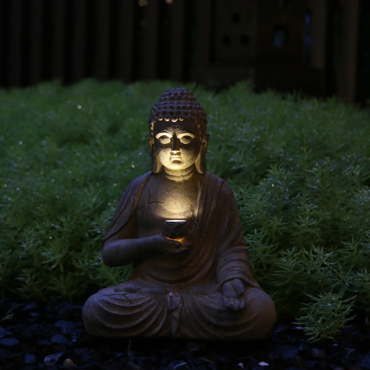 Solar Buddha Statue with Light – Zen-Inspired Outdoor Decor
