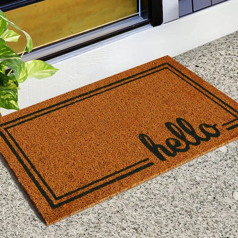 Entrance Doormat Indoor Outdoor PVC Antiwear Non Slip Waterproof Bathroom Carpet Faux Coconut Fiber Rugs Front Door Floor Mats