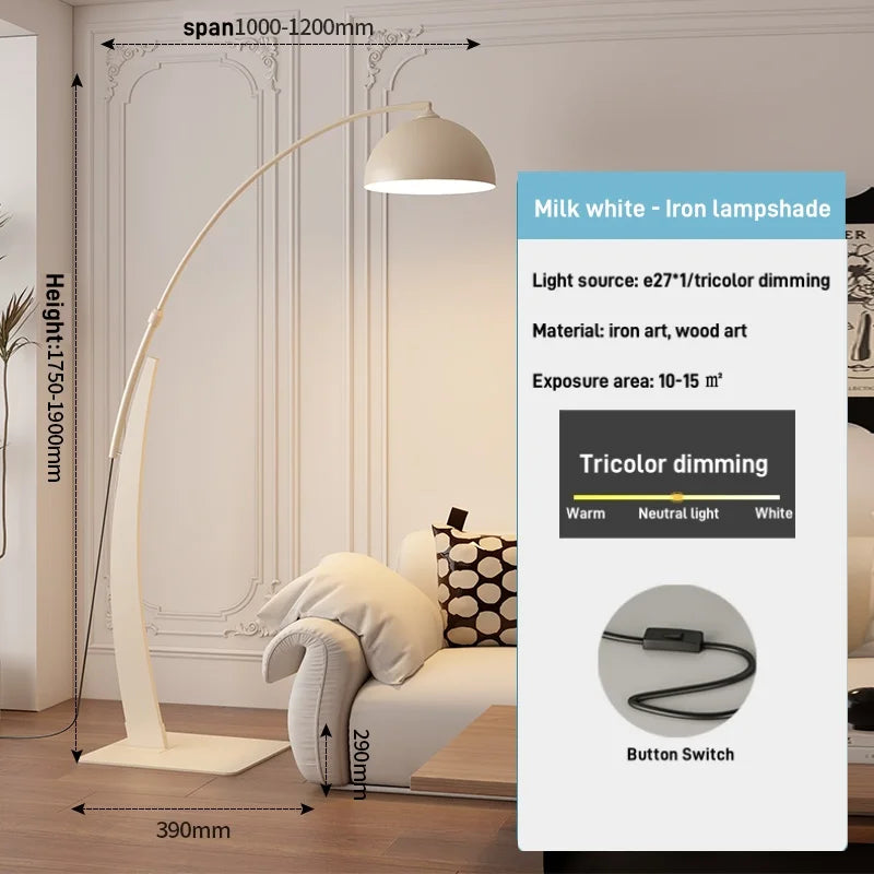 Living Room Floor Lamp Sofa Vintage Bedroom Study High-End Feel Light Luxury Fishing Lamp Home Decoration Standing LED Lighting