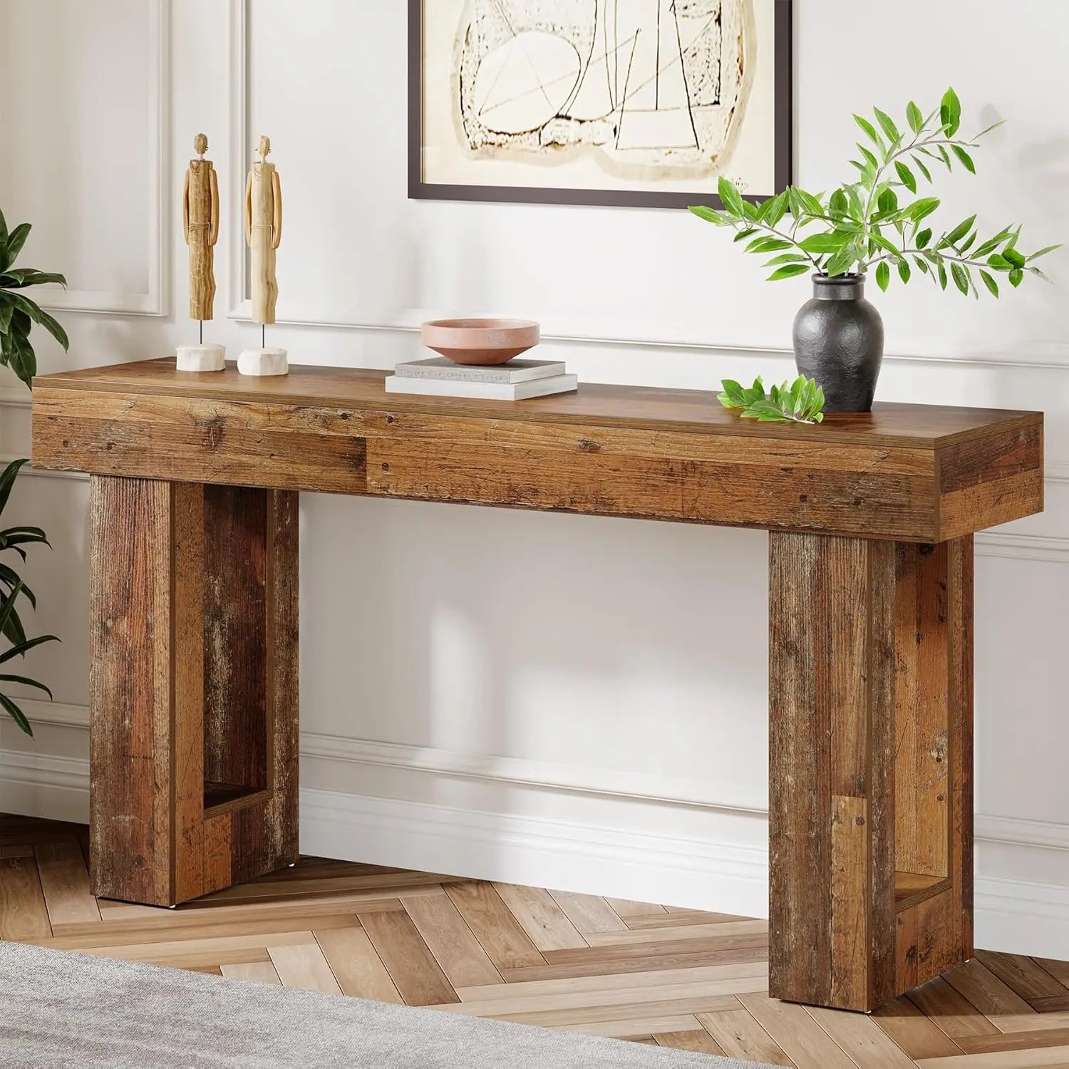 Farmhouse Console Table,63-Inch Long Narrow Sofa Table Behind The Couch,Wooden  Entryway Table for Entrance,Hallway, Living Room