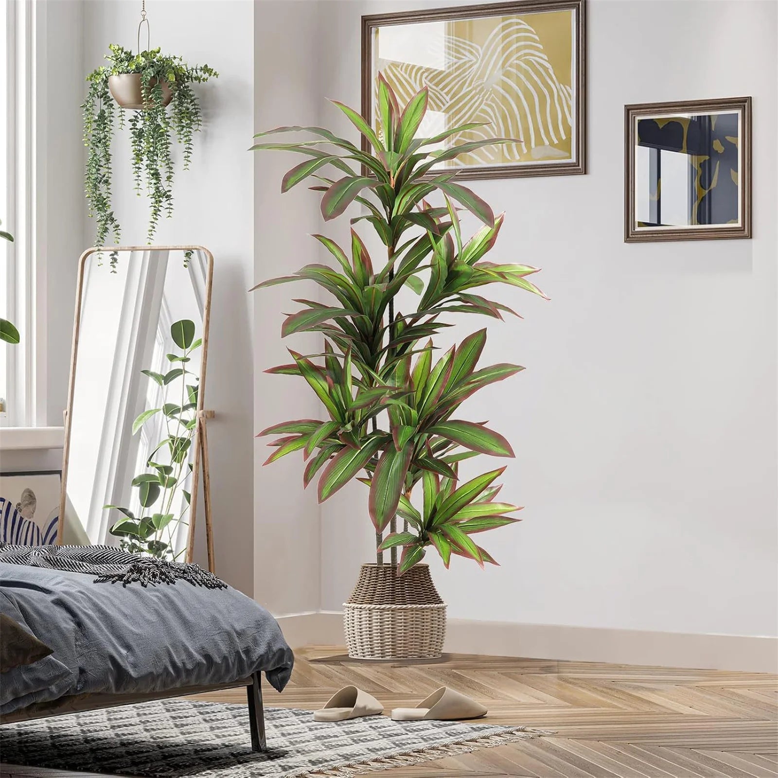 Artificial Dracaena Plant Indoor, 120cm/150cm Tall Decorative Fake Tree In Pot With Adjustable Branches And Leaves