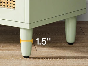 Mint Green Nightstand, 3-Drawer Rattan Night Stand Side Table, Accent Bedside Tables End Table for Bedroom and Small Spaces