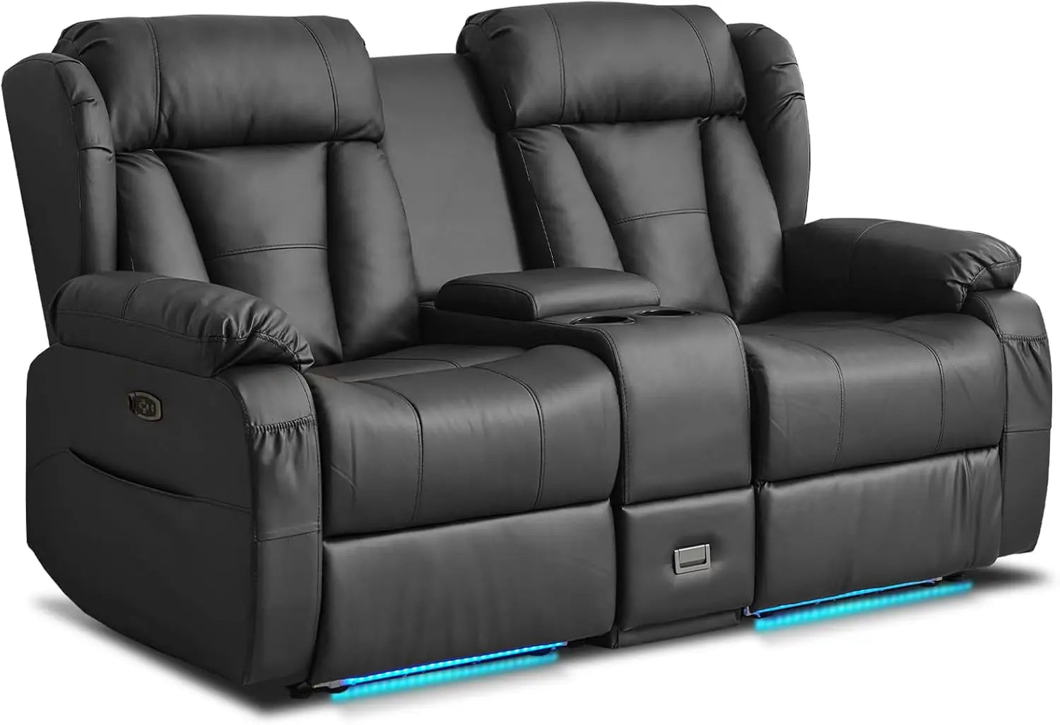 Power Reclining Loveseat Sofa, Loveseat Recliner Couch with Console, RV Recliners for Travel Trailers, Home Theater Seating
