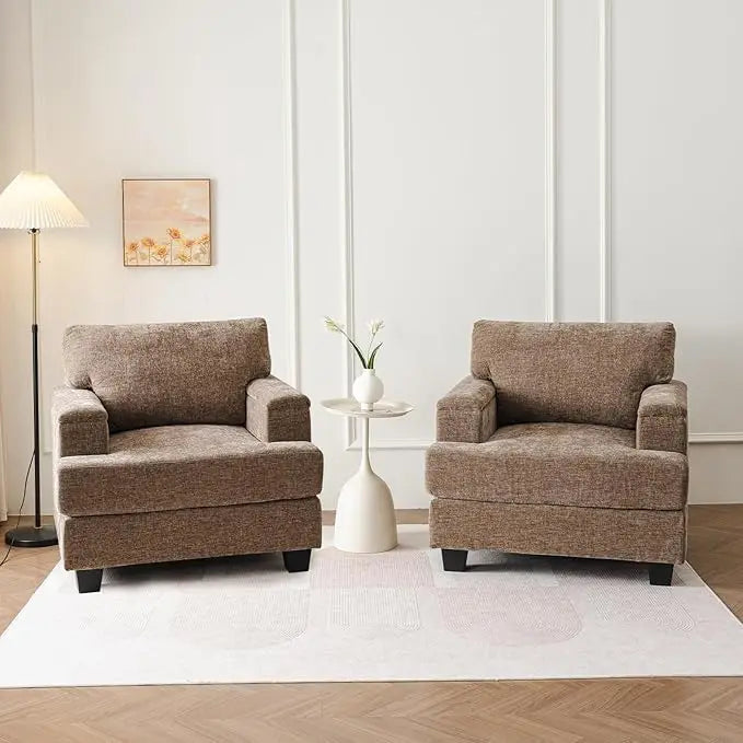 Oversized Accent Chairs – Set of 2 Upholstered Living Room Armchairs