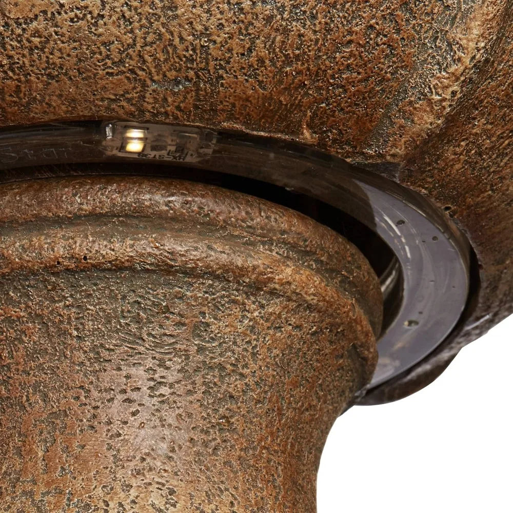 Arosco Modern Rustic Outdoor Floor Water Fountain with Light LED 43" High 3-Tiered Resin for Garden Patio Yard Deck Home Lawn Po