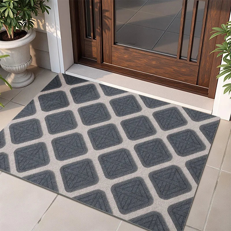 Geometric Pattern Door Mat with Hello Design Floor Mat for Home Entrance Decor, Durable and Easy to Clean, Adding Modern Style