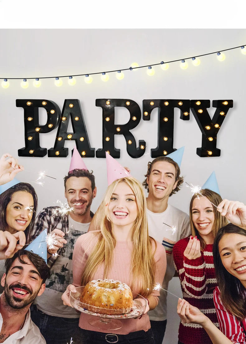 22cm Letters with Led Light Black Alphabet Letter Number Night Light Home Christmas Decoration Birthday Supplies Room Decoration