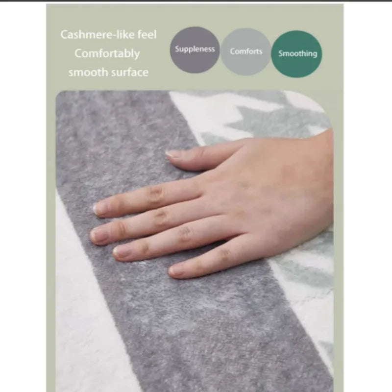 VIKAMA French-Style Round Imitation Cashmere Carpet Non-Slip Living Room Sofa Coffee Table Bedroom Bedside Floor Rug Home Decor