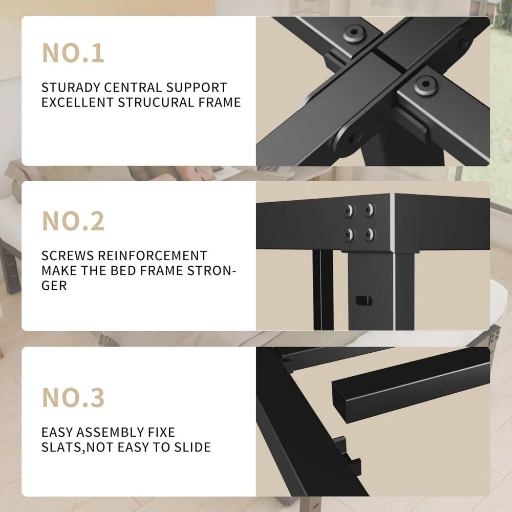 18″ Twin Metal Platform Bed Frame with Storage – Heavy-Duty, Noise-Free Design