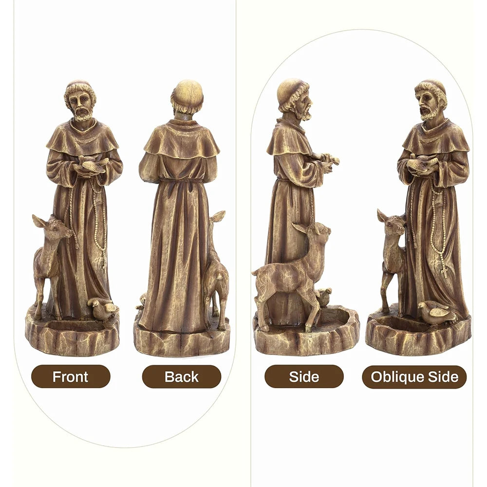 Outdoor Garden Saint Francis Garden Figure, Saint Francis Outdoor Sculpture for Garden Patio Yard Courtyard Decor