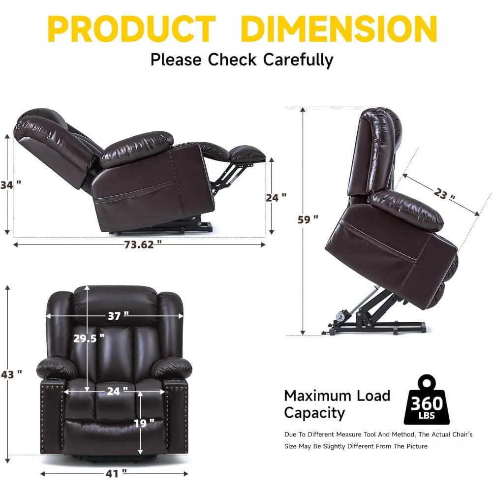 Large Power Lift Chairs Recliners for Petite Elderly, 3 Position Lift Recliner Chair for Large Space, Heating and Massage, USB-A