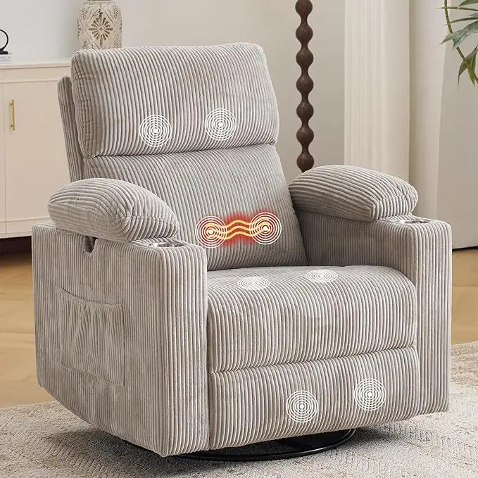 Electric Glider Recliner Rocking Chair Nursery with Adjustable Armrests Power Swivel Recliner for Breastfeeding Comfortable Nurs