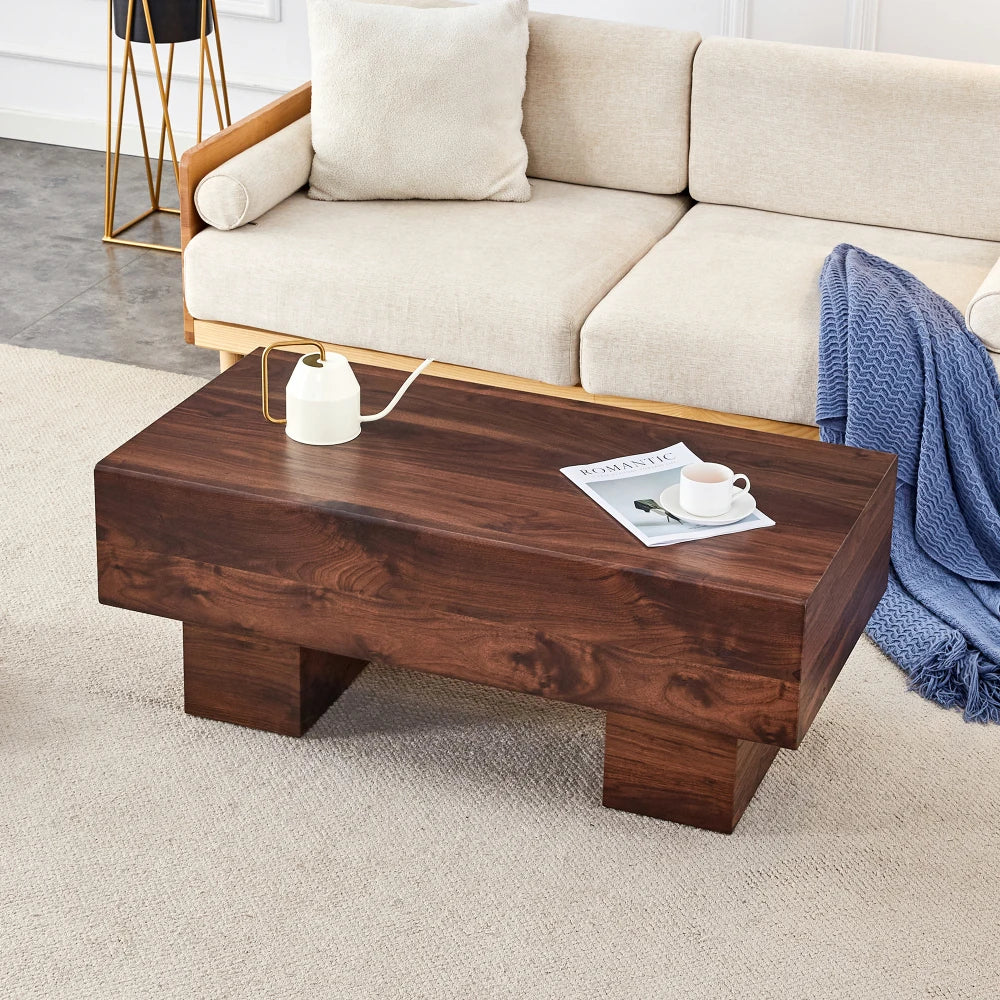 Modern Light Wood Coffee Table – Simple Rectangular Tea & Sofa Table