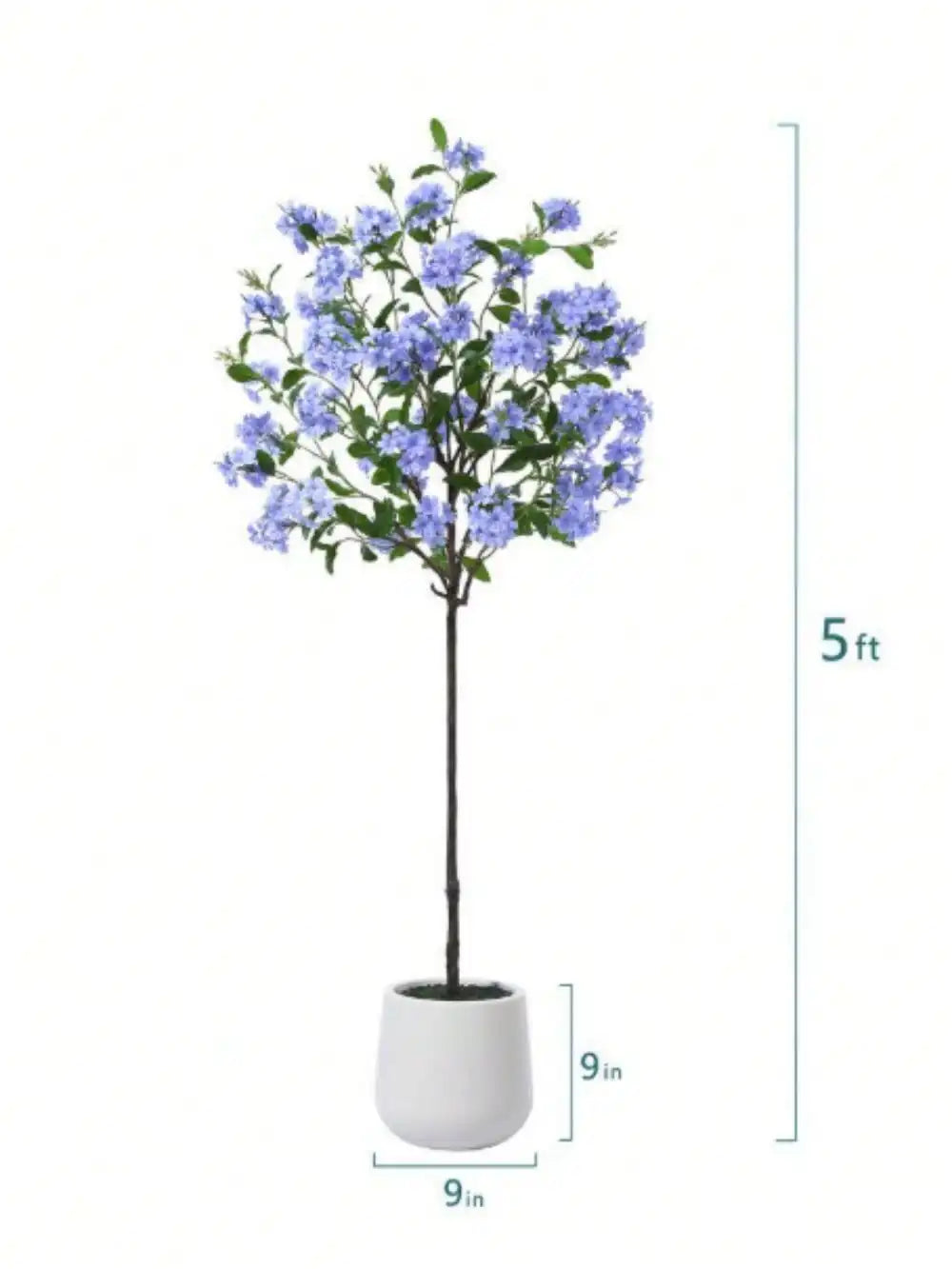 Artificial Tree,  Artificial Disassembled Blue Snowflake Tree with Oval White Pot - Artificial Tree for a Festive Atmosphere