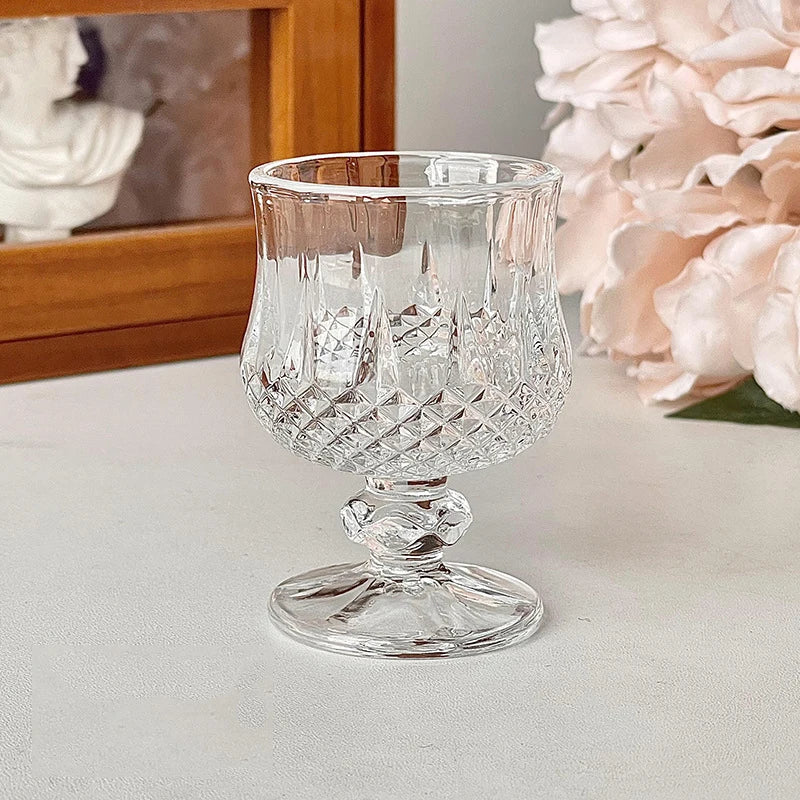 Wine Glasses Set of 6 Diamond Painting Glass Cups European Style Creative Wedding Gifts Home Accessories Transparent Drinkware