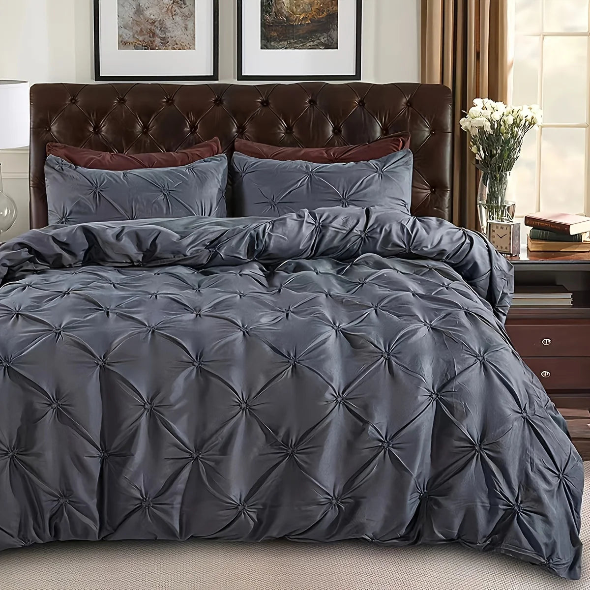 2/3 pieces of fashionable, simple and versatile solid color jacquard patterned quilt cover three-piece set, suitable for bedroom