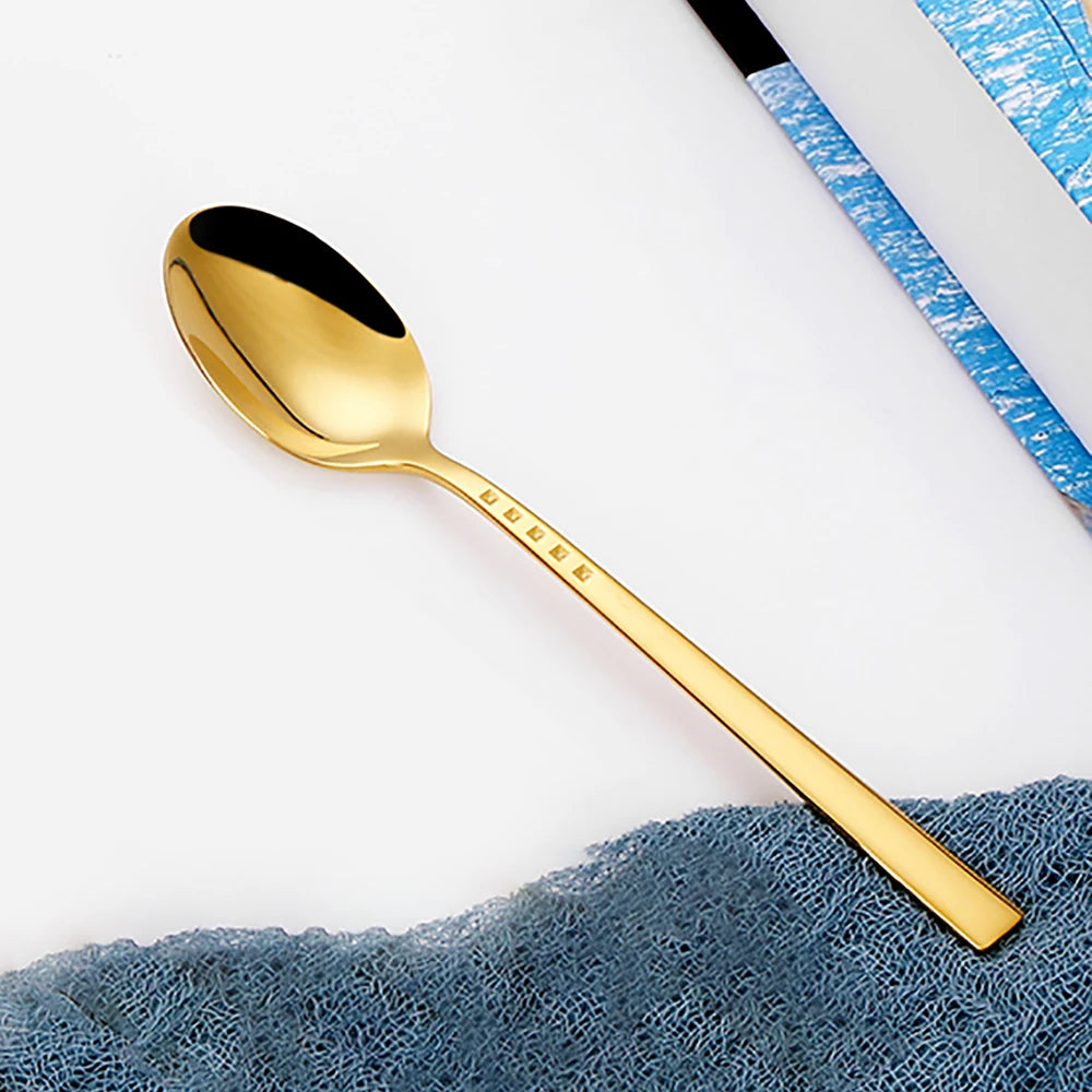 3/4/6/12Pcs Sliver Coffee Spoon Set Stainless Steel 304 Stirring Teaspoons Cake Dessert Spoon For Home Party Gold Tableware