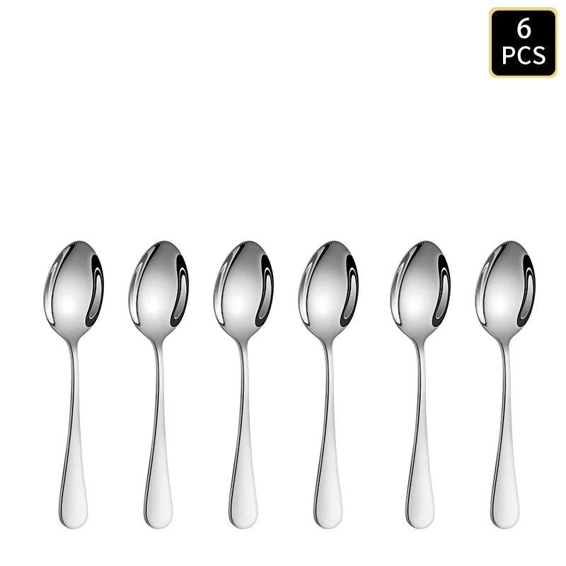 4/6/16/24pcs Silver stainless steel cutlery 1010 round handle knife, fork and spoon cutlery set suitable for family dinner hotel