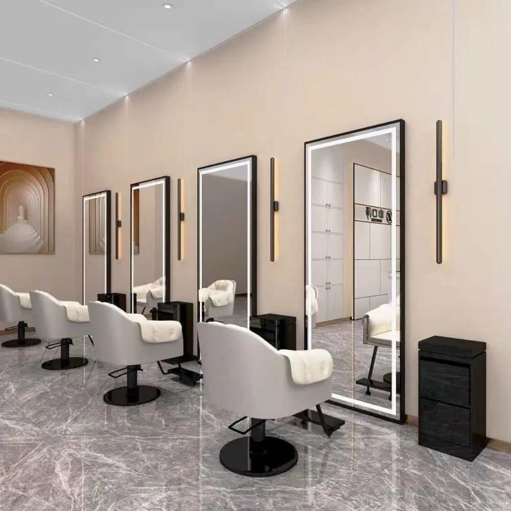 Full Length Mirror with Lights, 65x22 LED Lighted Floor Mirrors Black Aluminum Frame, Full Body Dressing Hanging Dimmable