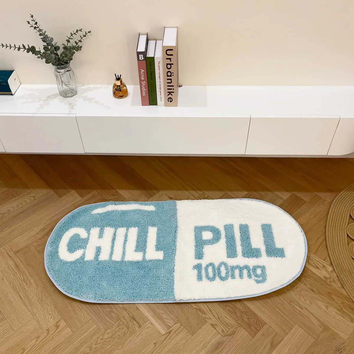 LAKEA Chill Pill Custom Rug Oval Tufted Rug Bath Mat Door Floor Mat Pink Home Decor Carpet Camping Mat Waterproof  Anti-Slip