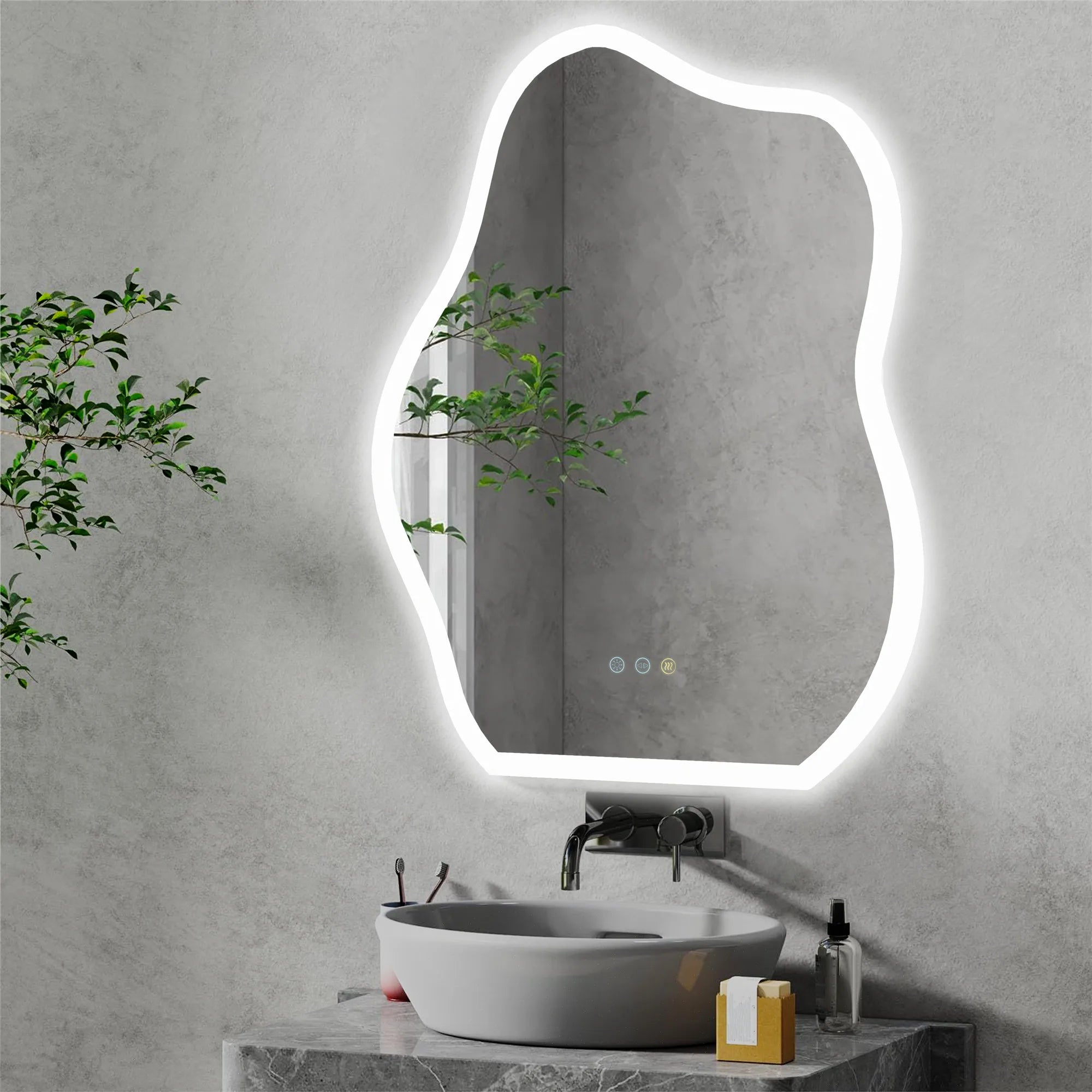 Cloud Shaped LED Bathroom Mirror with Lights - Anti-Fog, Dimmable 3 Color Temperatures (3000K-6000K), CRI90+ High Color