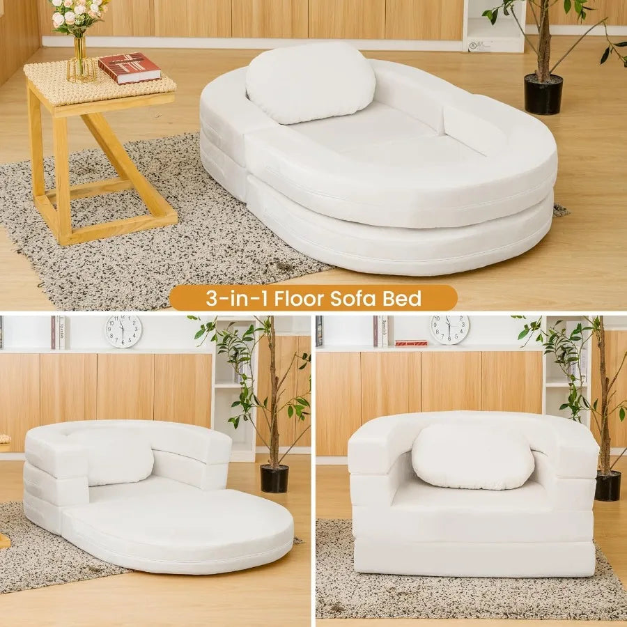 3in1 Folding Sofa Bed with Memory Foam Pillow and Bean Bag Chair Design Spacious Convertible Couch for Adults Ideal for Playtim