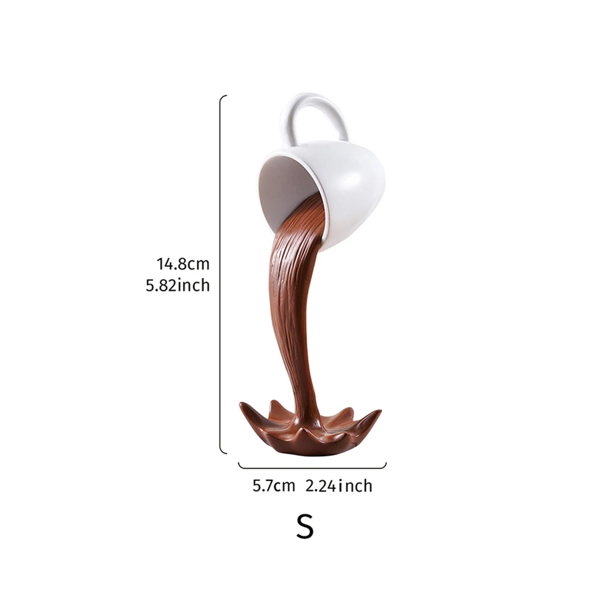 Anti-Gravity Tipping Coffee Cup Decor – 3D Suspended Resin Sculpture