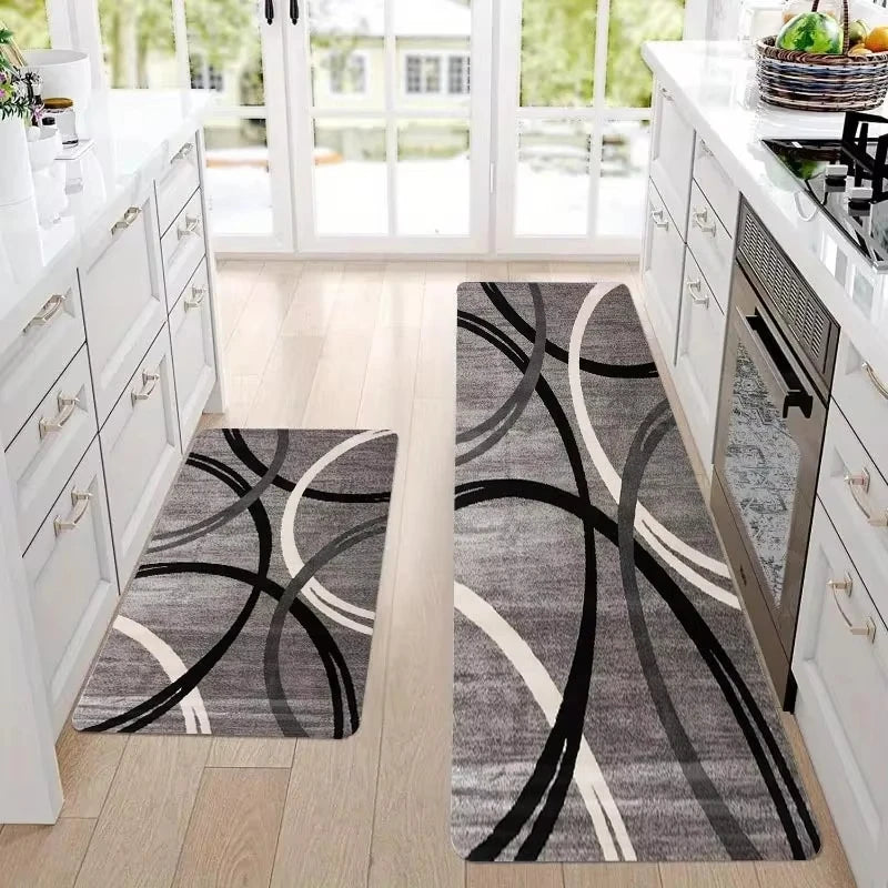 VIKAMA Minimalist Geometric Rug Durable Slip Resistant Water Absorbent Kitchen Living Room Foyer Balcony Rug Home Decor