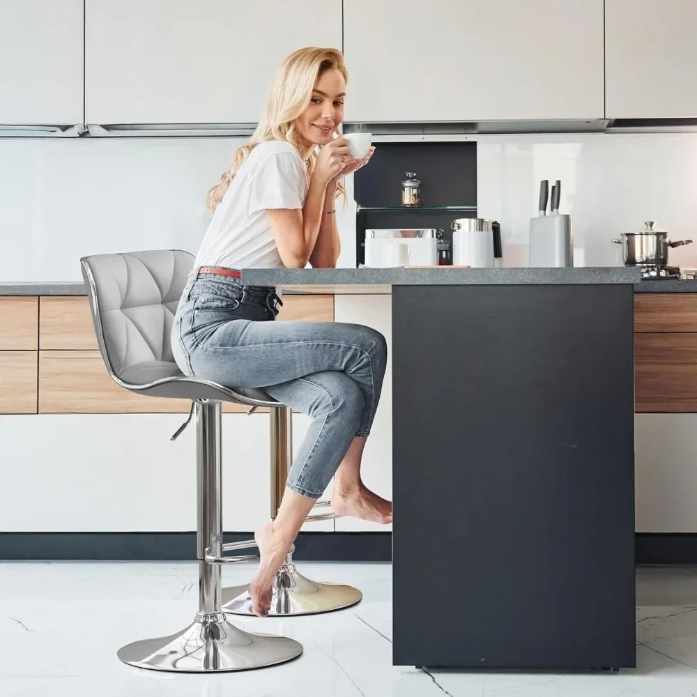 Adjustable Swivel Bar Stools – 4-Piece PU Leather Set with Shell Back