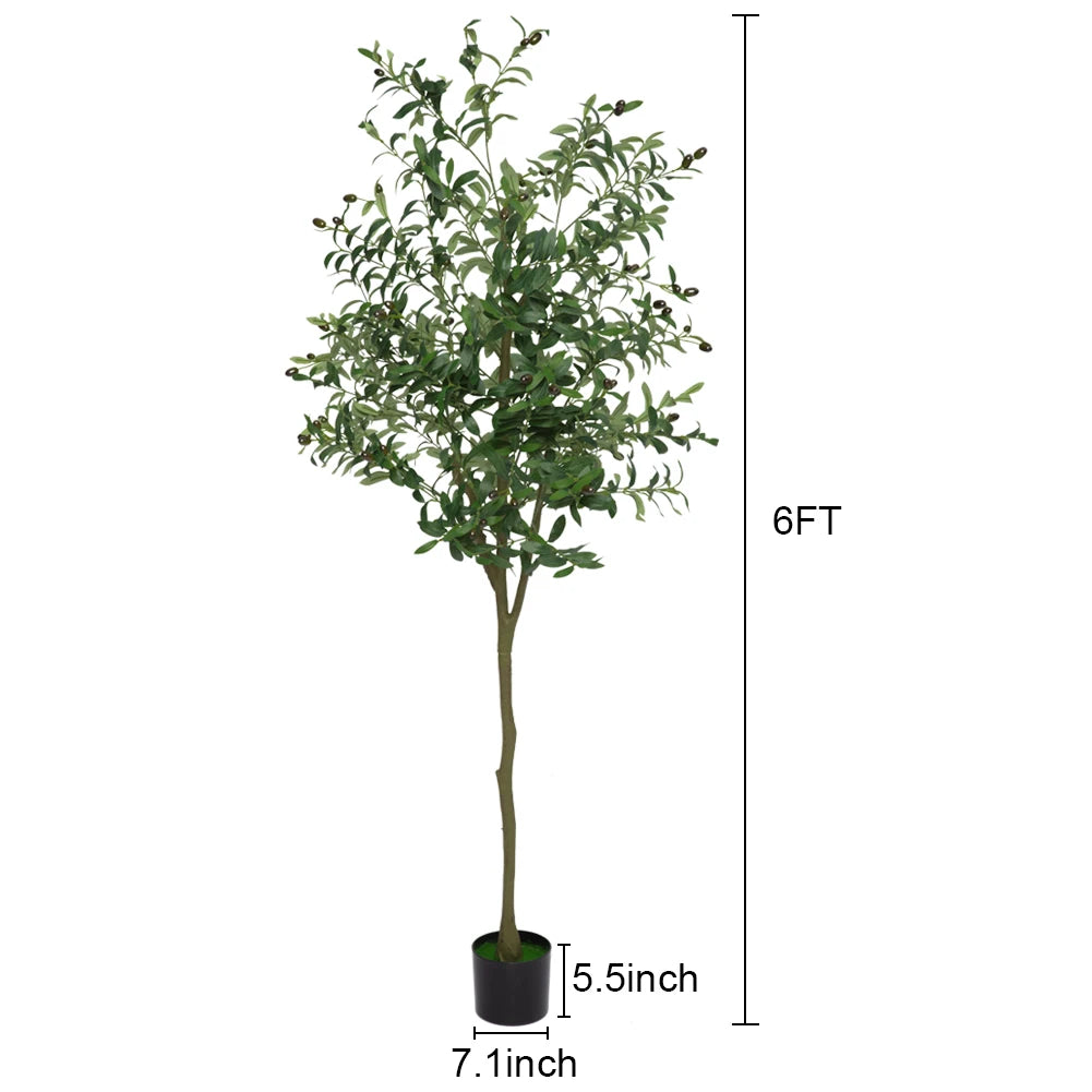 Artificial Olive Tree Faux Olive Tree 5ft/6ft/7ft Tall Artificial Tree Indoor Outdoor Potted Artificial Plants for Home Office