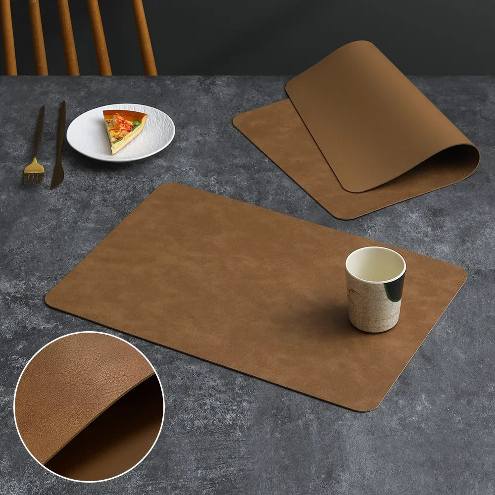 1pc Square Cowhide Patterned Placemat PU Leather Double-layer Front and Back Dual Color Household Hotel Dining Table Decor Mat