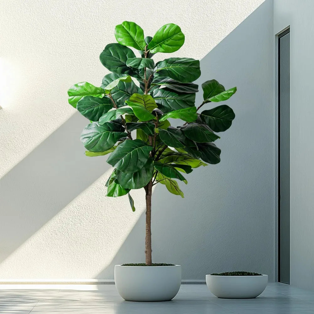 6-Foot Tall Artificial Fiddle Leaf Ficus Lyrata Tree with Pot for Home Living Decor