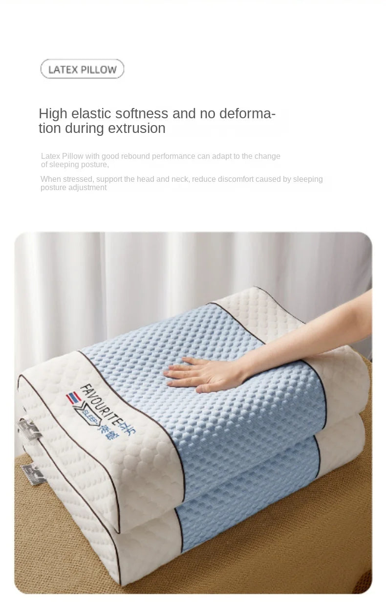 Ice coolingTechnology Thai Natural Latex Pillow Slow Rebound Health Care Memory Foam Pillow Orthopedic Pillow Neck Protector 1PC
