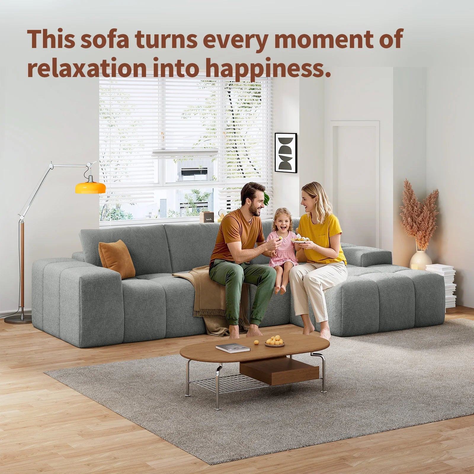 Modern L-Shaped Sectional Sofa, Modular Living Room Couch, Blue Fabric Upholstery, Contemporary Design for Home, Office (