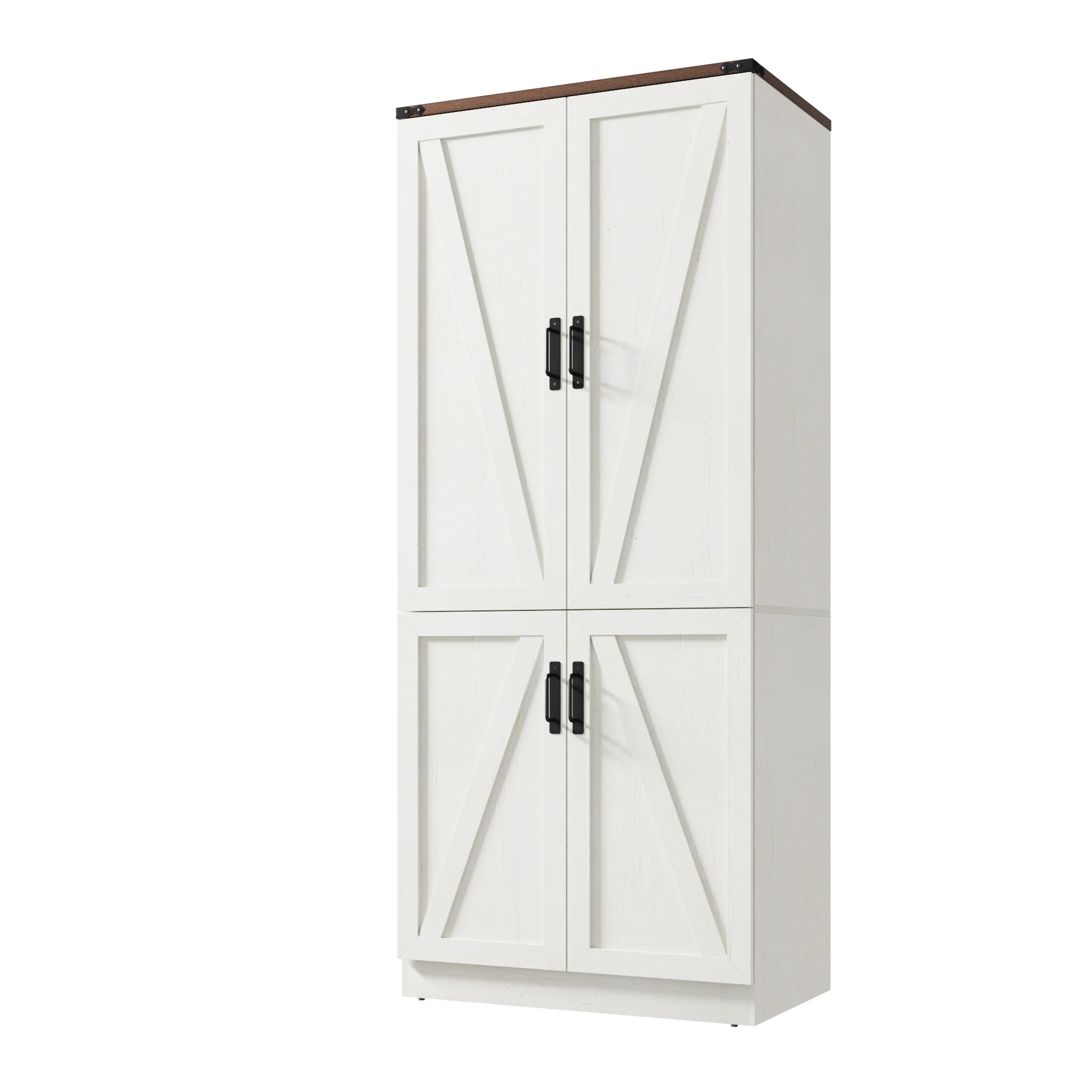 75" Tall Farmhouse 2 Doors Armoire Wardrobe Closet with LED, Freestanding Closet Wardrobe Cabinet for Bedroom