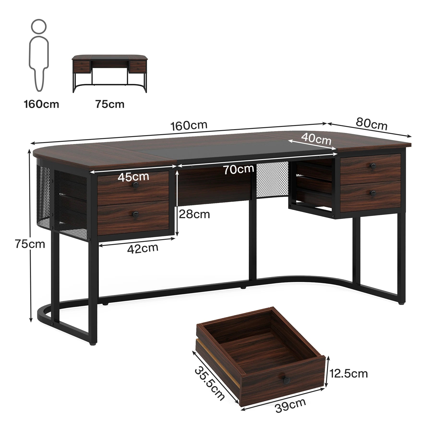 Tribesigns 63-Inch Executive Desk with 4 Drawers, Large Office Desk Computer Desk, Business Furniture Desk Workstation
