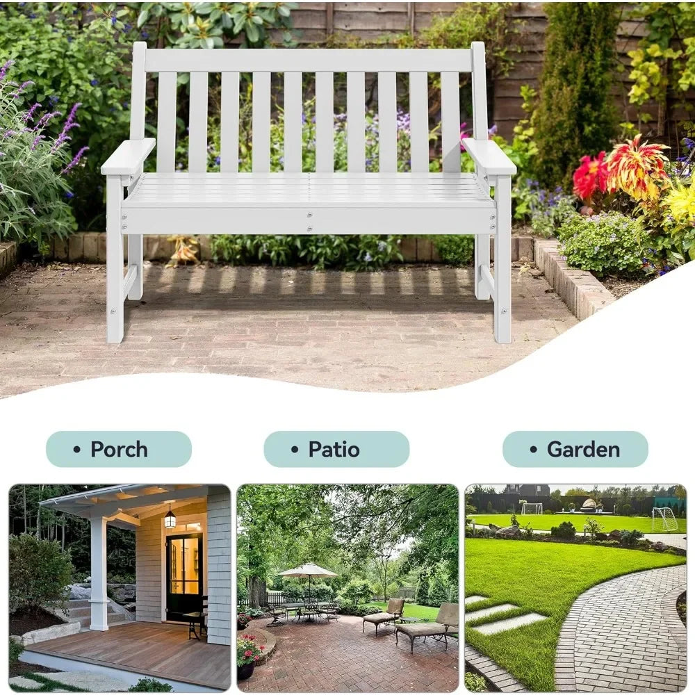 Garden Benches, All-weather Outdoor Benches for 2-3 People, Benches in The Park, Porch, Terrace, and Backyard (white)