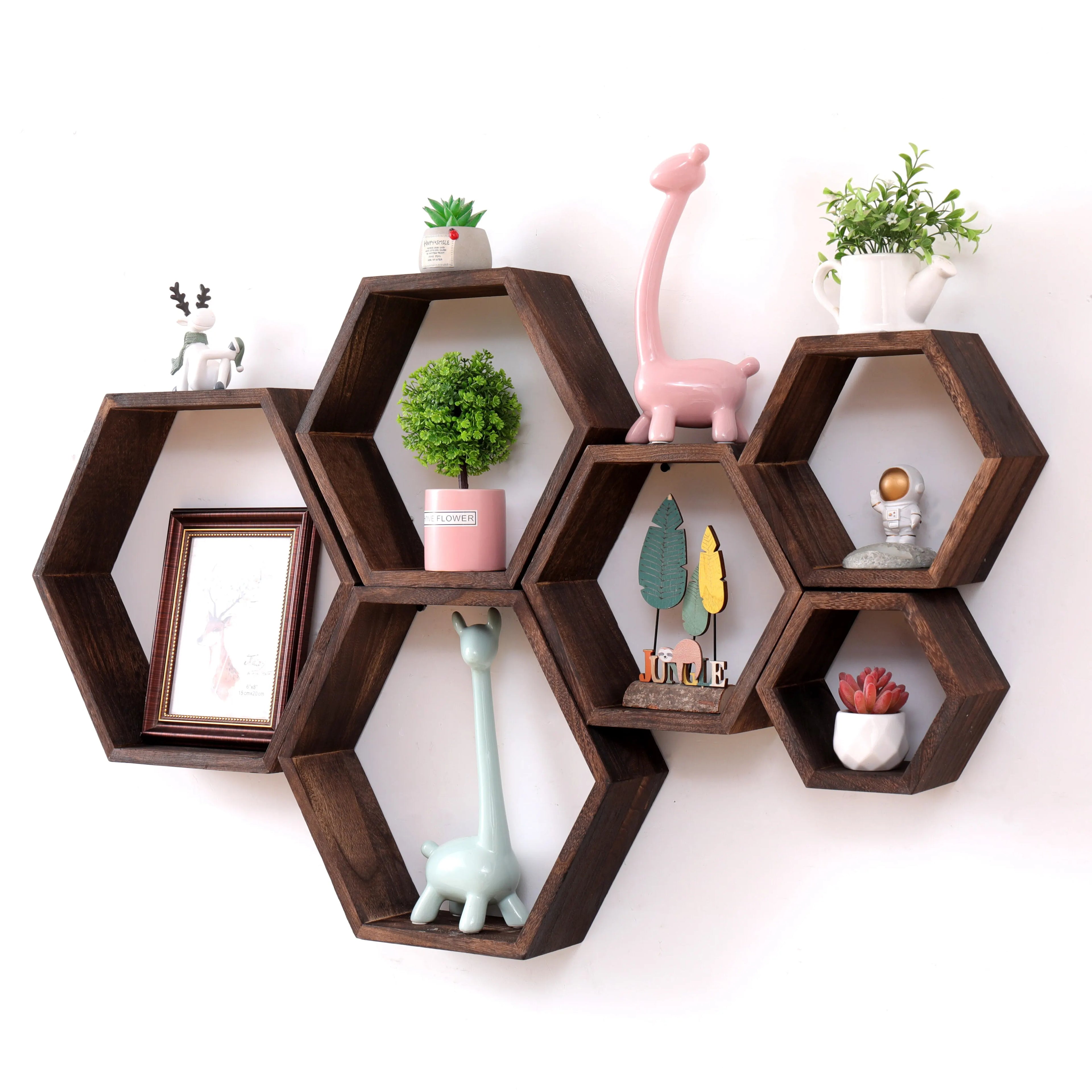 Hexagon floating wall shelf, hexagon storage rack - for home decoration lovers - perfect gift - suitable for bathroom, bedroom