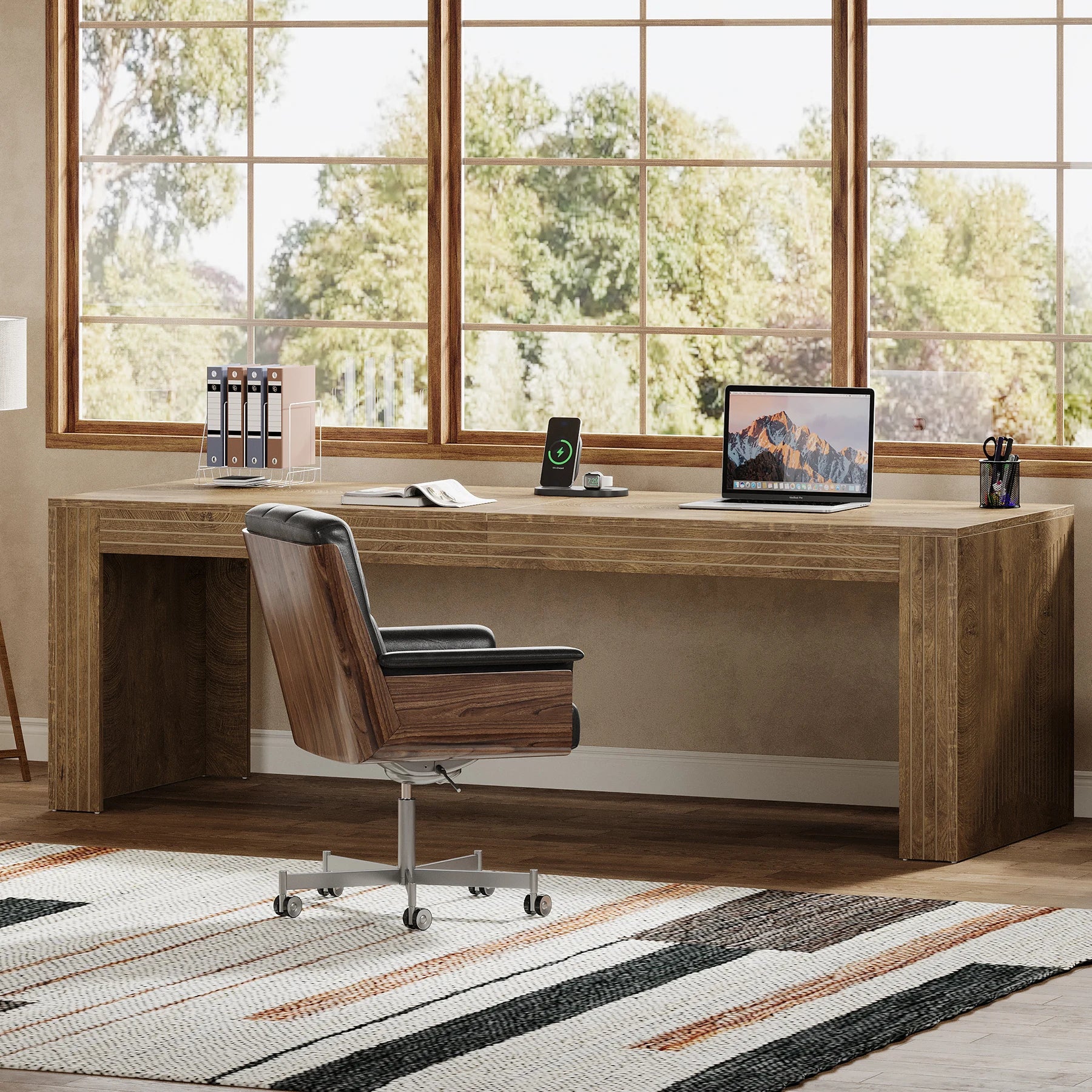 Tribesigns 79-Inch Extra Long Desk, Two Person Double Desk for Home Office, Wooden Long Computer Desk Writing Table for Office