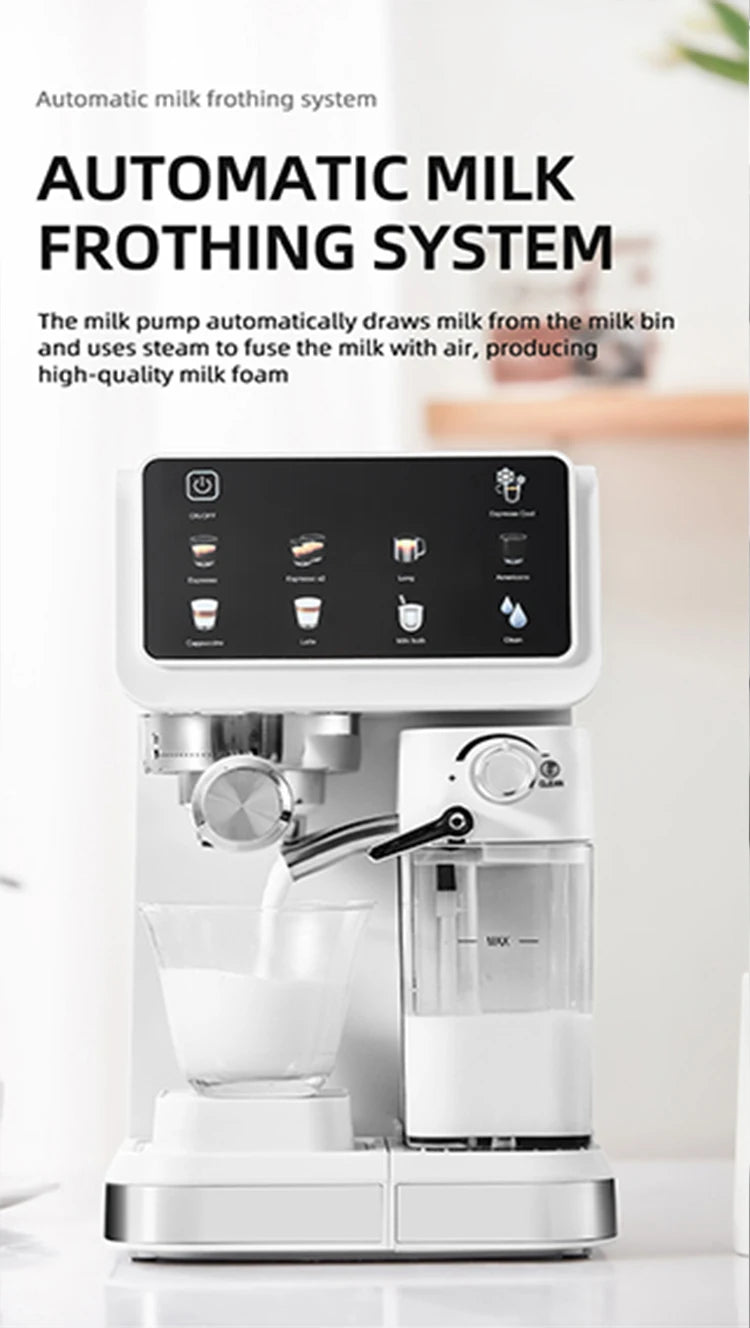 Italian High-Pressure Espresso Machine – Automatic Milk Frothing with Intelligent Color Screen