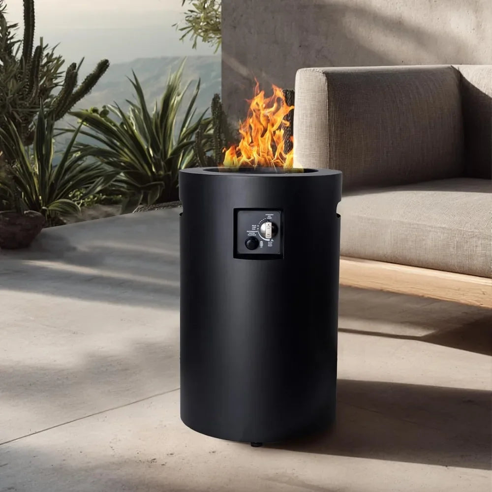 Propane Fire Pit Outside, Gas Fire Pit Round, 50,000 BTU Fire Column for Outside Patio, Garden, Backyard