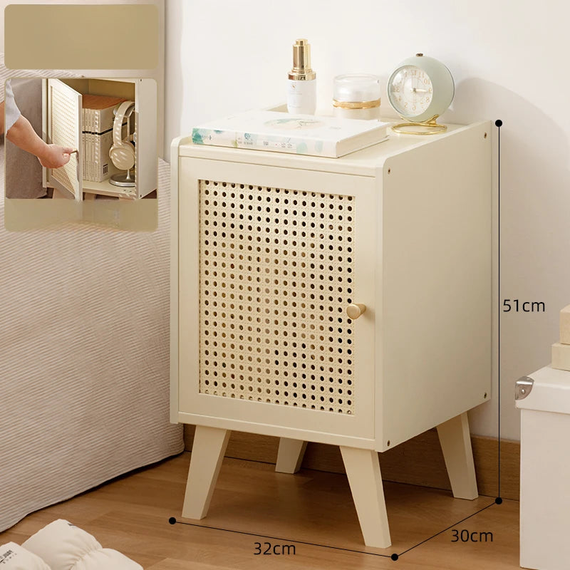 Modern Bedroom Bedside Cabinet, Simple Bedroom Storage Cabinet, ABS Grid Cabinet Door, Strong Door Stopper, Nightstand