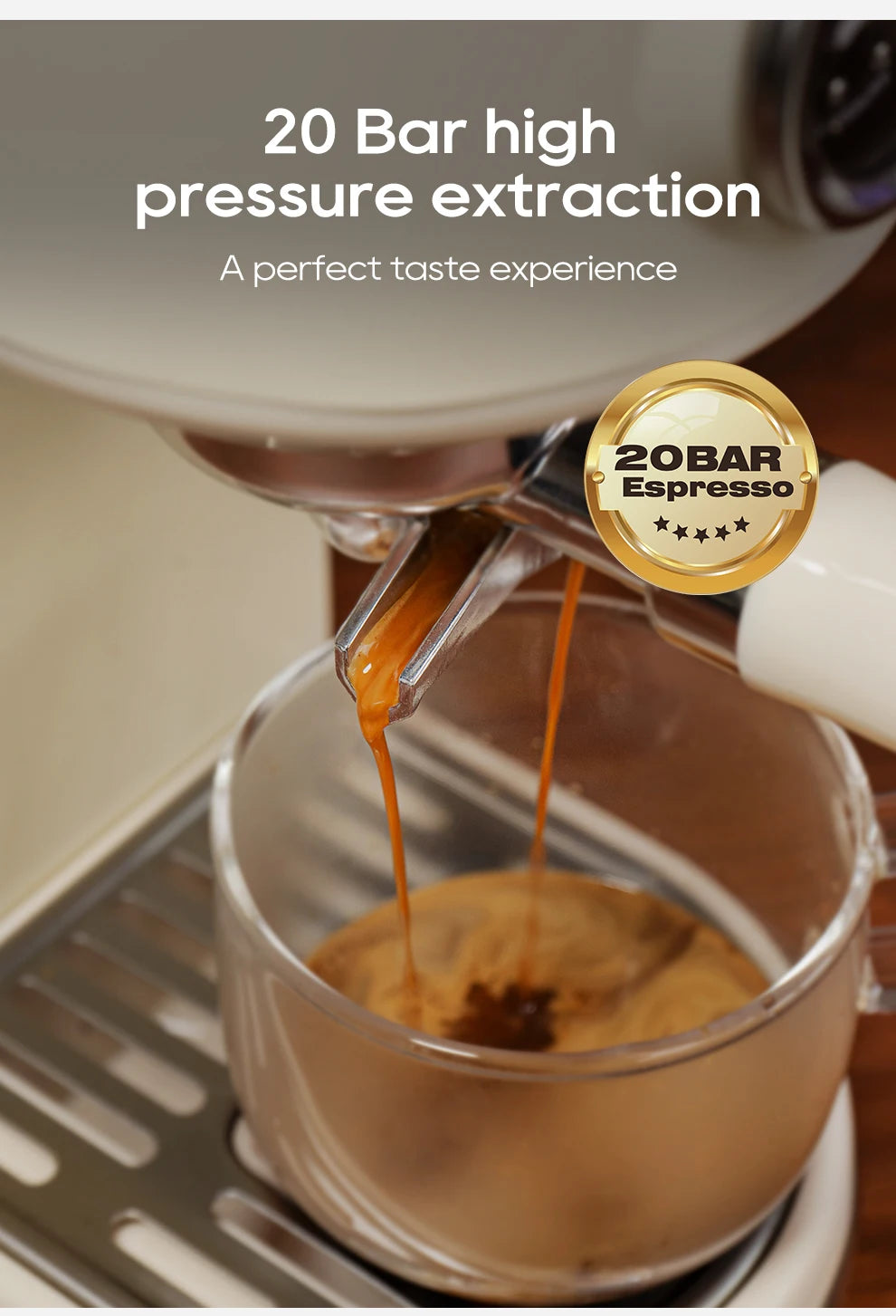 HiBREW 20 Bar Semi-Automatic Espresso Machine – Hot & Cold Cappuccino Maker (H10B)