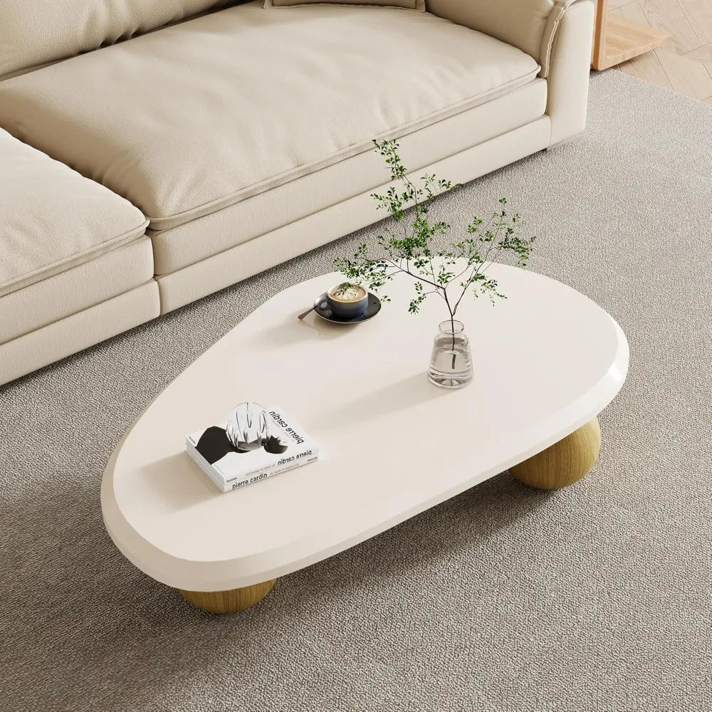 Small Mid-Century Vintage Oval Coffee Table – Rustic Mini Center Table for Living Rooms