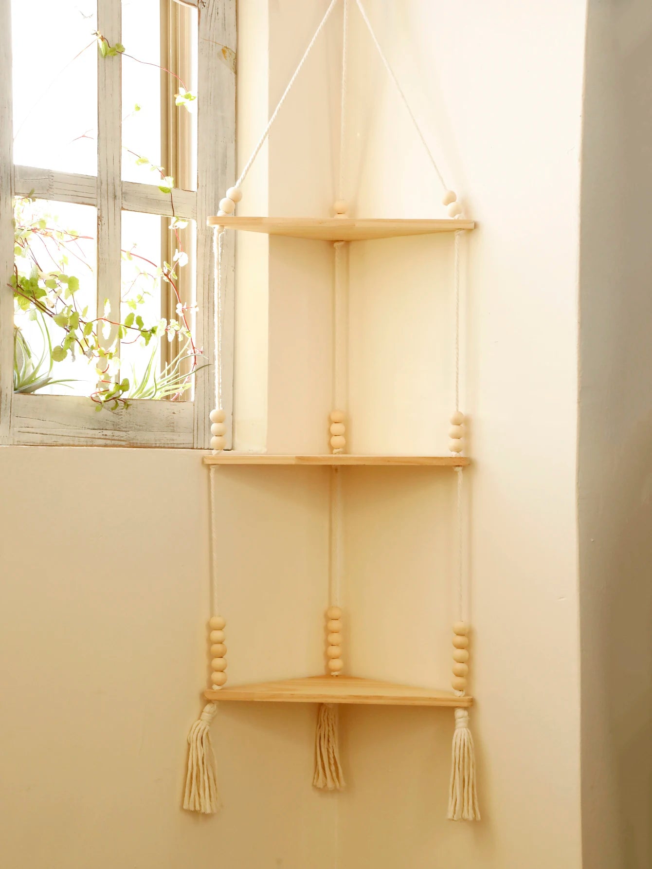 Wood Triangle Floating Corner Shelf – 1 / 2 / 3 Tier